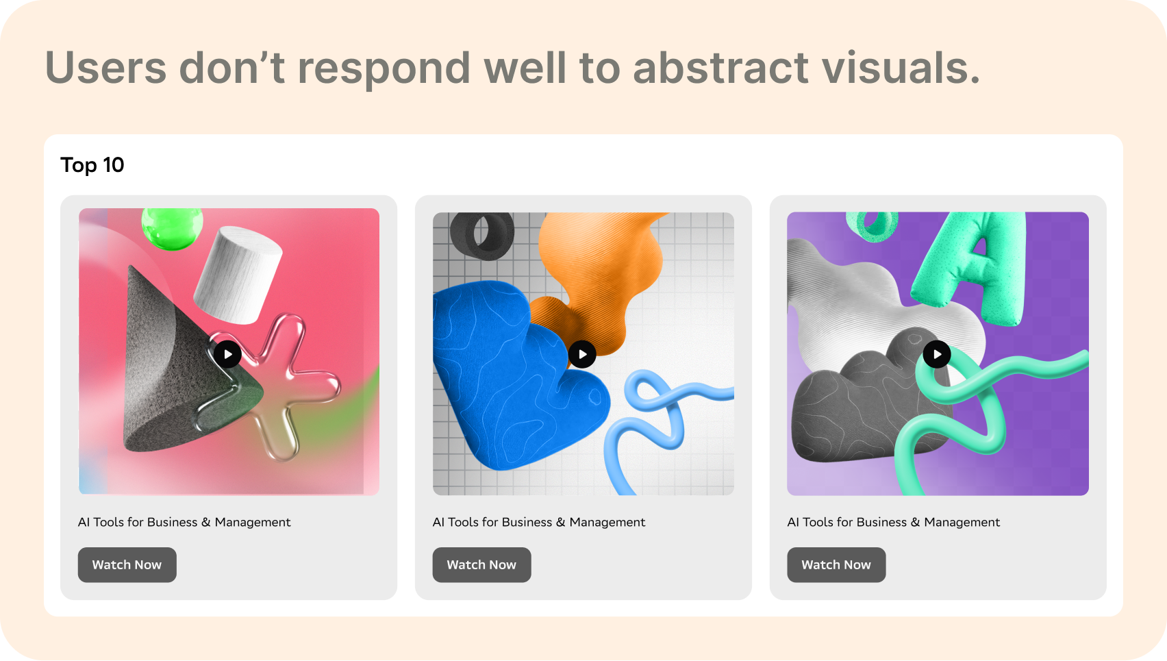 Finding: users don't respond well to abstract visuals