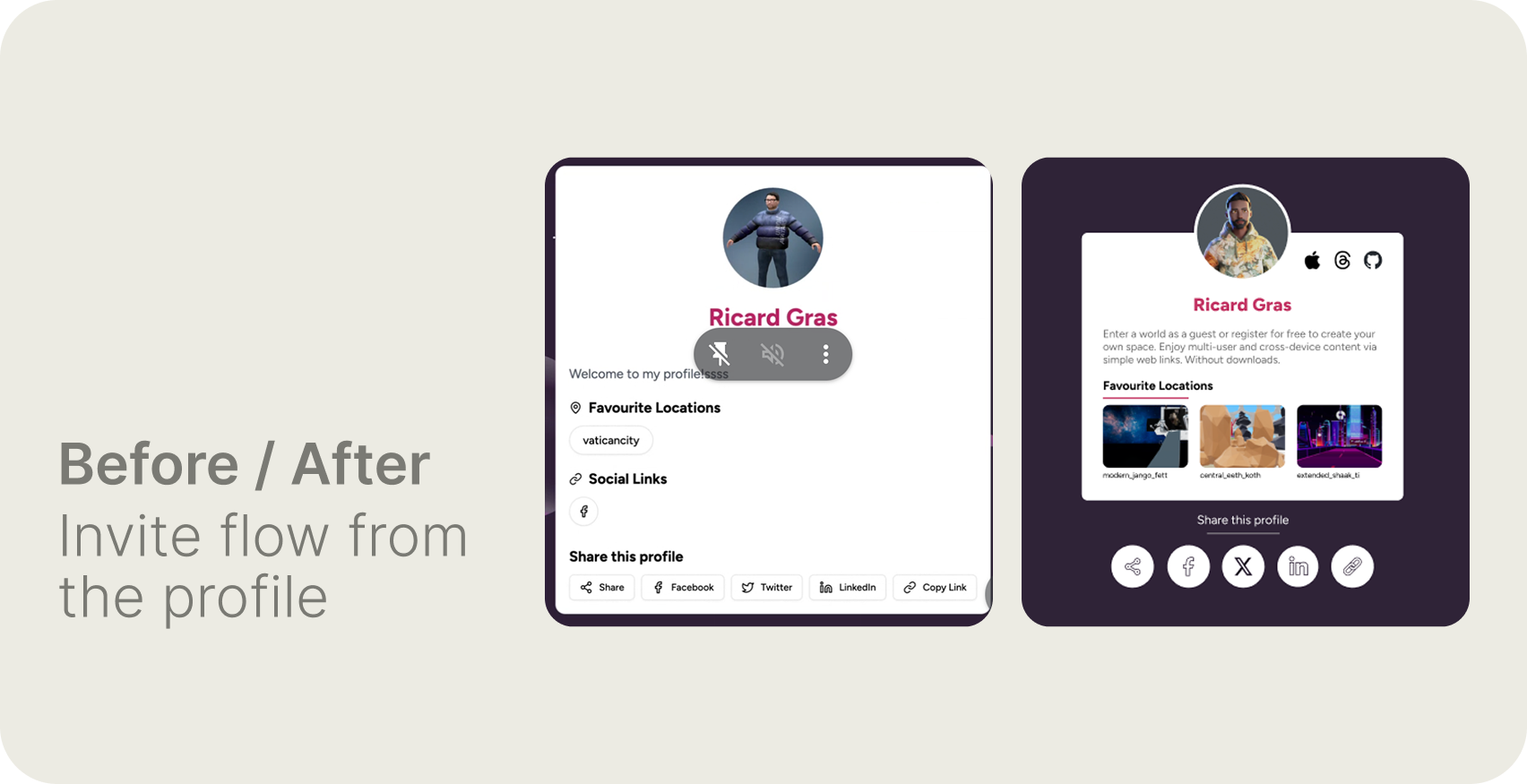 Invite and share — before and after