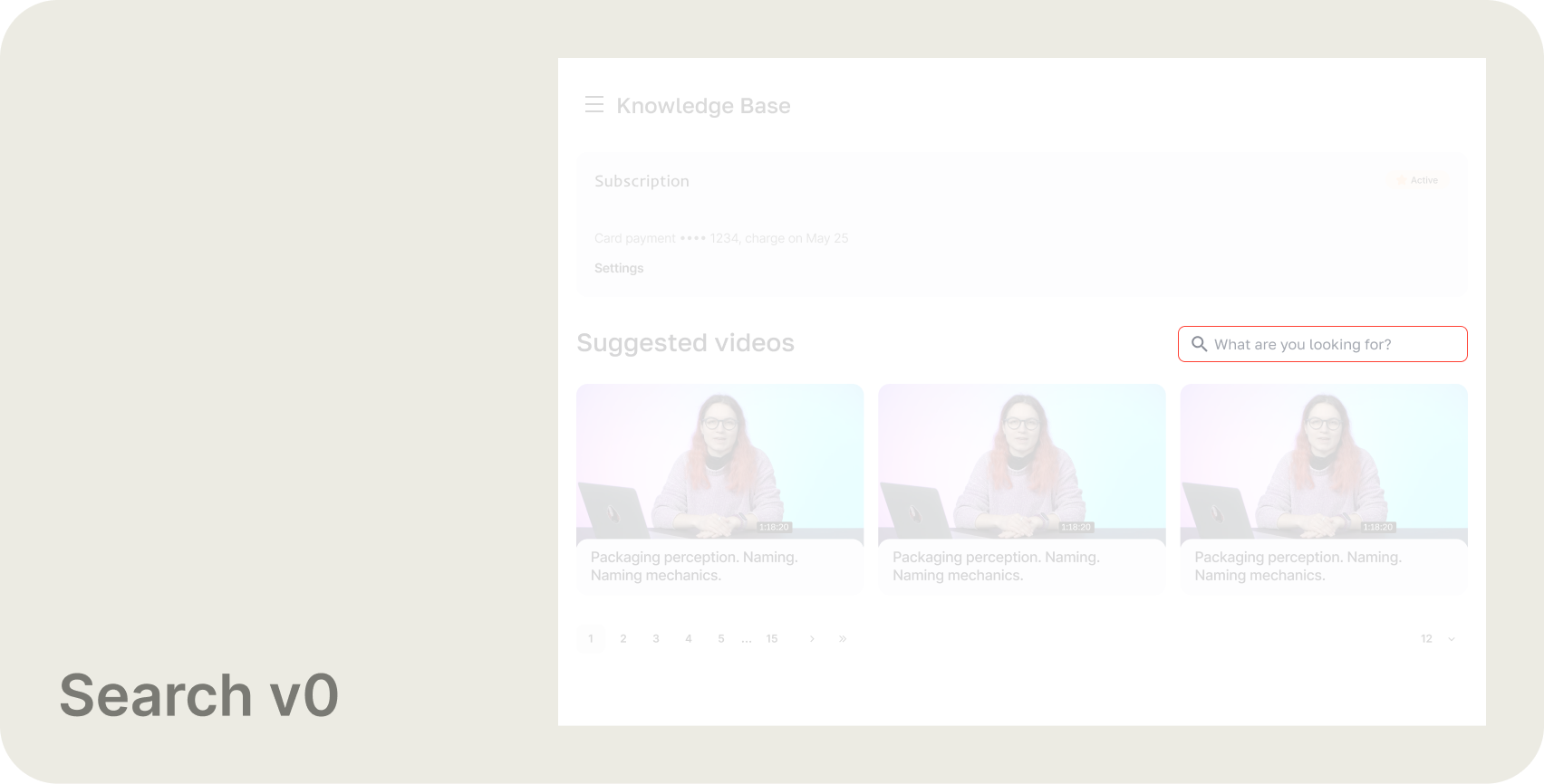 Original search state — small input in corner of Knowledge Base page