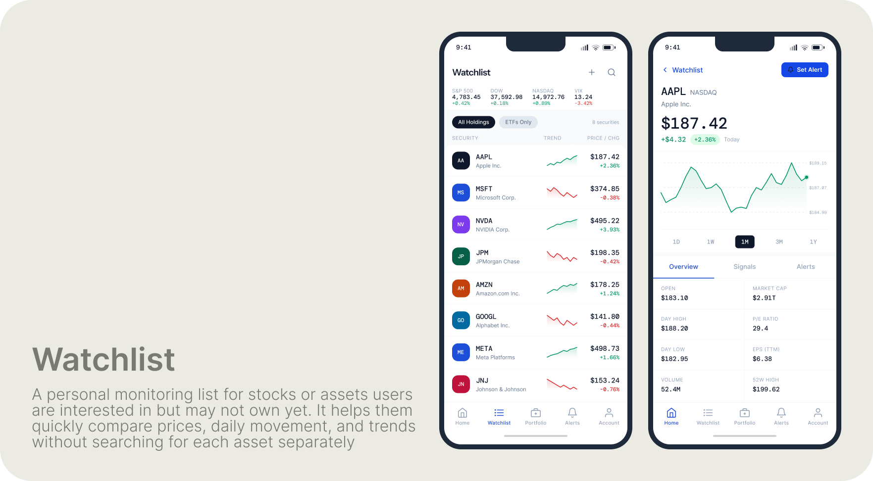 Watchlist and Stock Detail